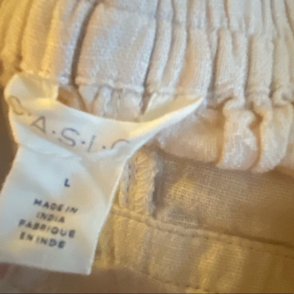 CALSON  Linen Blend Drawstring Shorts, Size Large  - Flaxseed sand - Picture 5 of 10